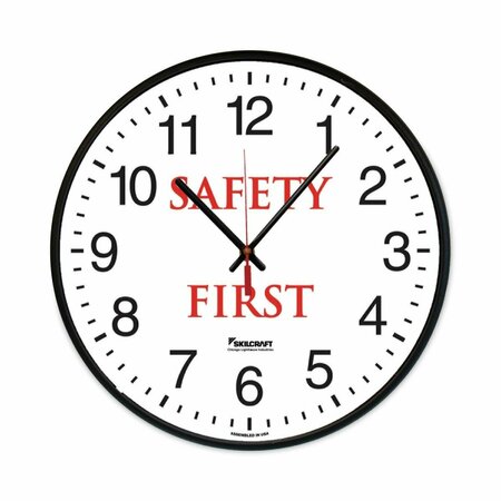DOWNBEAT 12.75 in. Skilcraft Safety Message Quartz Wall Clock - White  Red DO3749681